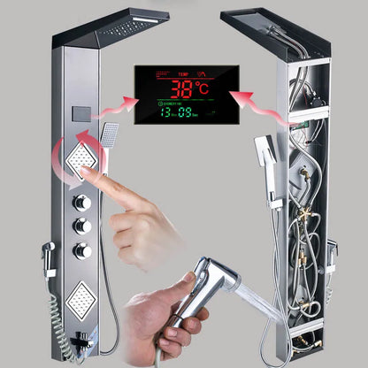 Artfan lighting Black LED Shower Panel Tower with Digital Screen and Thermostatic Mixer