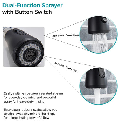 Artfan lighting Black Kitchen Faucet Pull Out Mixer with Single Handle and Stream Spray