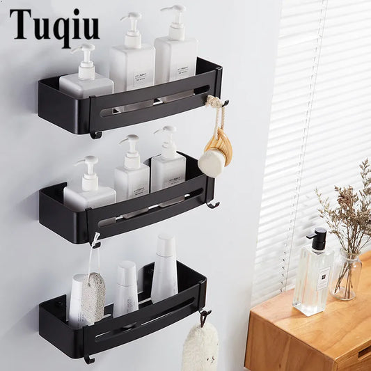 Artfan lighting Black Aluminum Wall Mounted Bathroom Corner Shelf for Bath and Kitchen Storage
