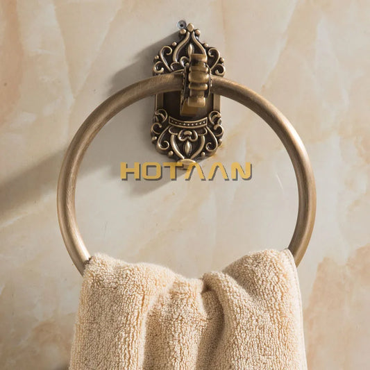 Artfan Antique Brass Towel Ring – Wall-Mounted Round Bathroom Towel Holder