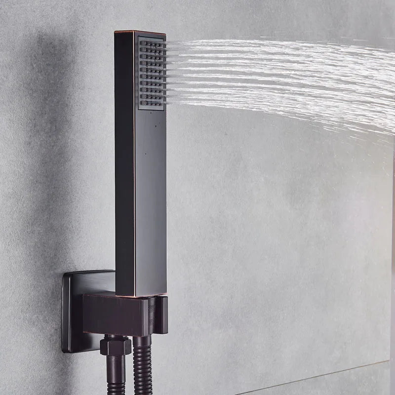 Artfan lighting Black Rain 16" Shower Faucet with 3-ways Mixer and Handshower