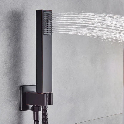 Artfan lighting Black Rain 16" Shower Faucet with 3-ways Mixer and Handshower