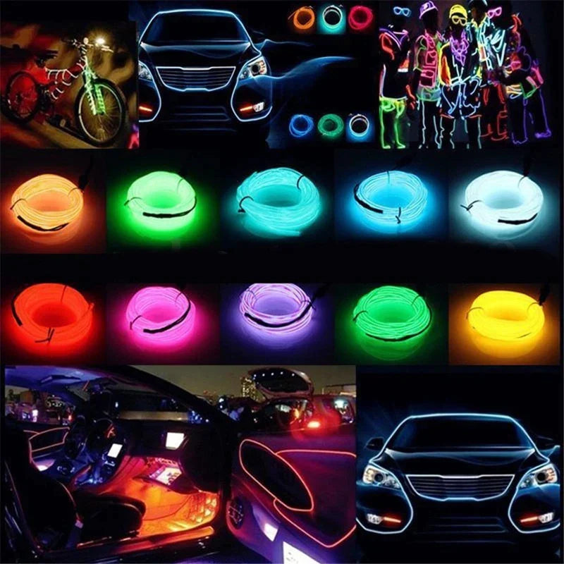 Artfan 3V Neon Light EL Wire Rope 1m/3m/5M Glow Strip LED Shoes Clothing Car