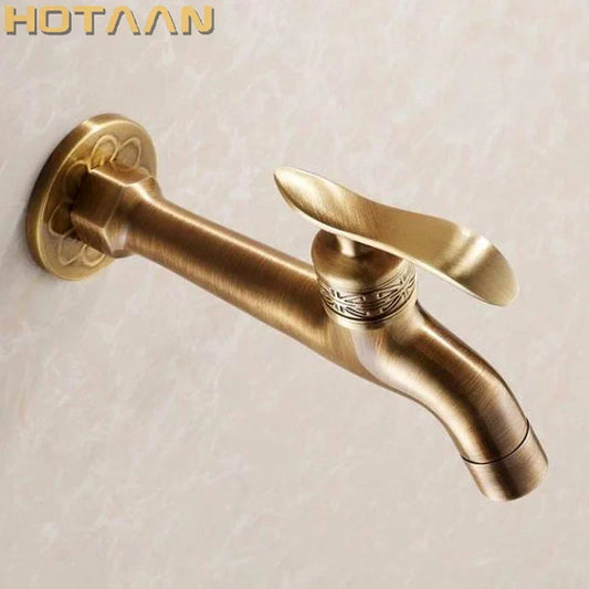 Artfan Antique Brass Finish Wall Mount Bibcock Faucet for Bathroom and Washing Machine