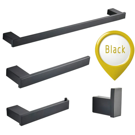 Artfan lighting Black Matte Bathroom Hardware Set: Paper Holder, Toothbrush Holder, Towel Bar