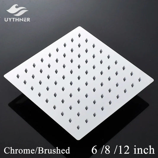 Artfan 12-Inch Stainless Steel Square Rainfall Shower Head - Chrome Luxury Bathroom Fixture
