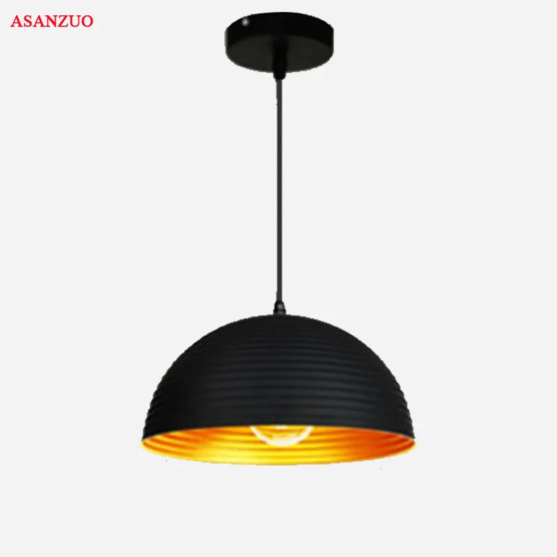 Artfan lighting Black Pot Cover Semicircle Retro Droplight for Bar Cafe Bedroom Restaurant