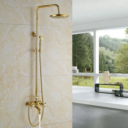 Artfan Golden Shower Mixer Taps with 8" Rainfall Shower Head and Handshower