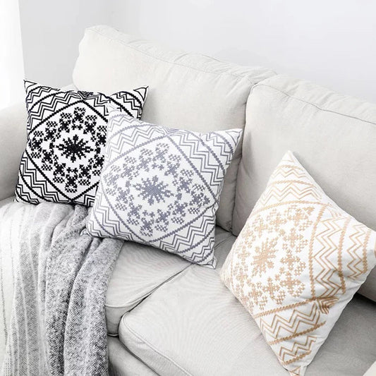 Artfan Aztec Embroidery Canvas Cushion Cover 45x45cm