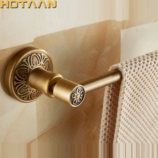 Artfan Antique Brass Single Towel Bar, Wall Mounted Bathroom Holder