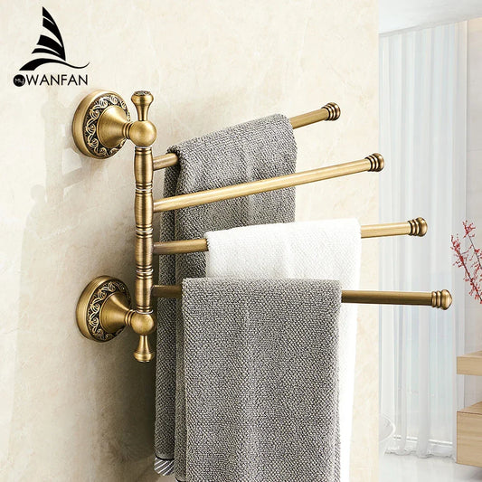 Artfan Antique Brass Towel Rack 4-Tier Bathroom Wall Shelf Holder Bars Pants Hanger