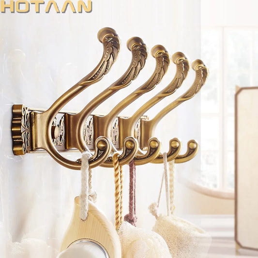 Artfan Antique Brass Robe Hook Towel Holder Bathroom Accessories Wall Mount