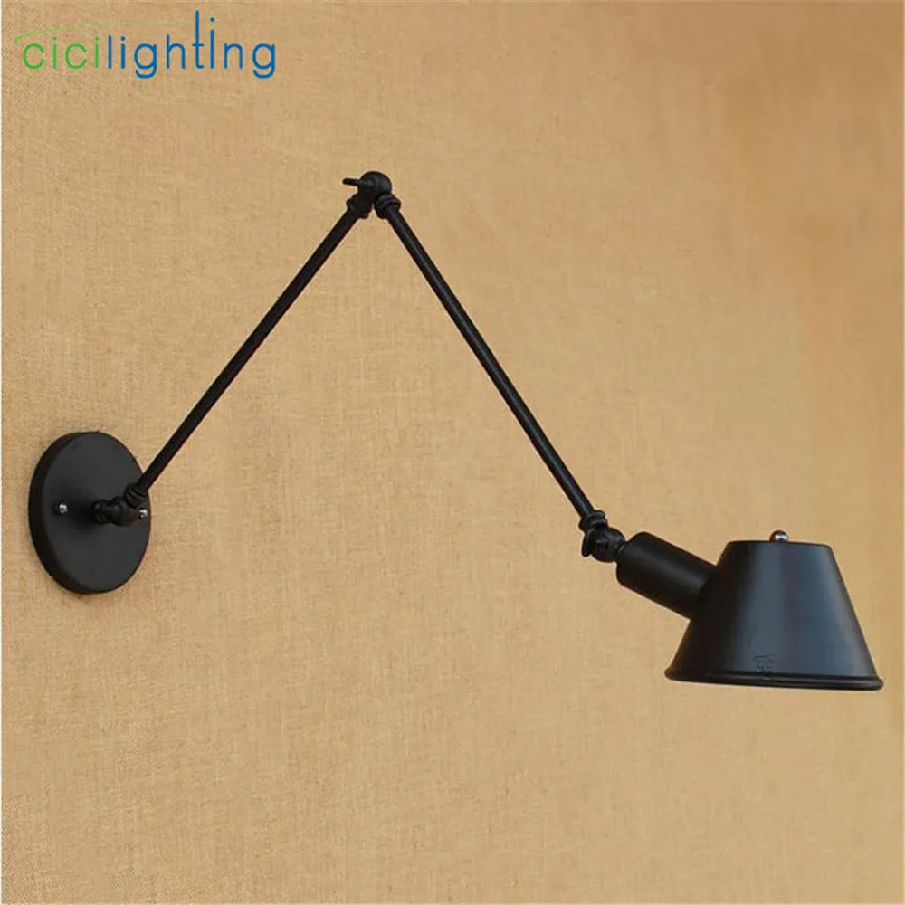 Artfan Antique Metal Shade Double Swing Arms Wall Lights for Home Office Study