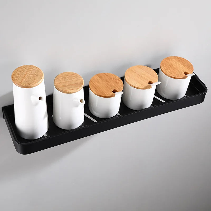 Artfan lighting Black Aluminum Bathroom Corner Shelf Wall Mounted Storage Holder