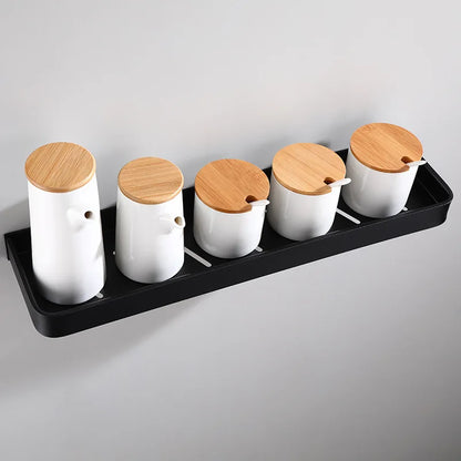 Artfan lighting Black Aluminum Bathroom Corner Shelf Wall Mounted Storage Holder