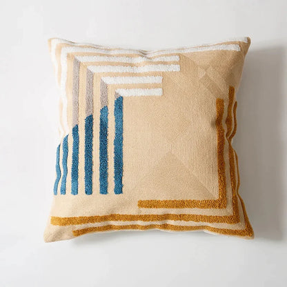 Artfan Abstract Embroidered Pillow Cover 45x45cm Pink Beige for Living Room