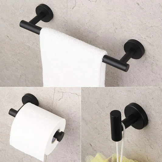 Artfan lighting Black Stainless Steel Bathroom Set: Robe Hook, Towel Rail, Shelf, Tissue Holder