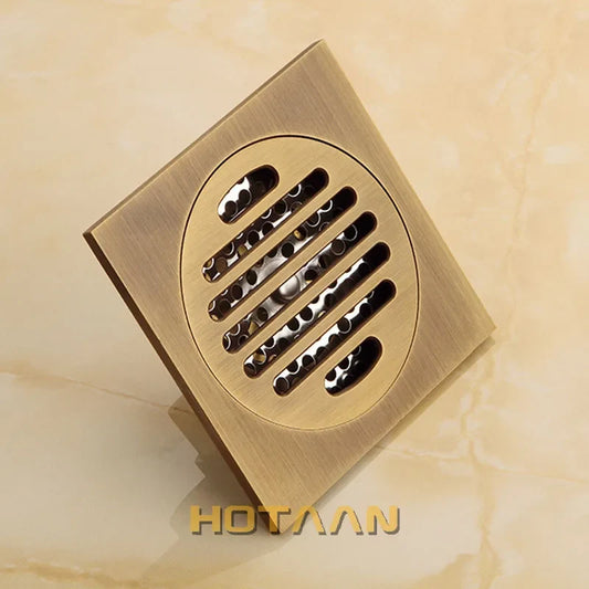 Artfan Antique Brass Flower Art Bathroom Accessory Floor Drain Waste Grate - 100mm*100mm