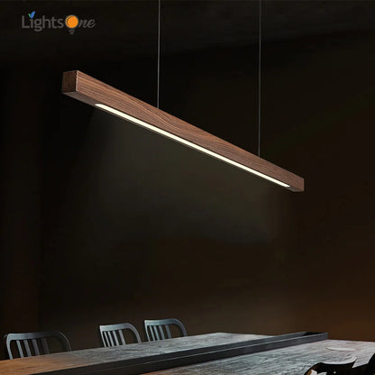 Artfan lighting Black Walnut Log Strip Pendant Light for Dining Room, Office, and Bar