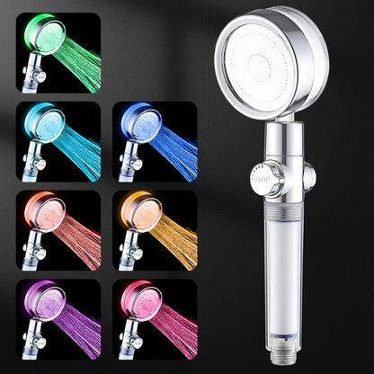 Artfan 7-Color LED Handheld Shower Head with Stop Button and High Pressure Nozzle