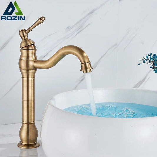 Artfan Antique Brass Basin Faucet Single Handle Bathroom Mixer Tap