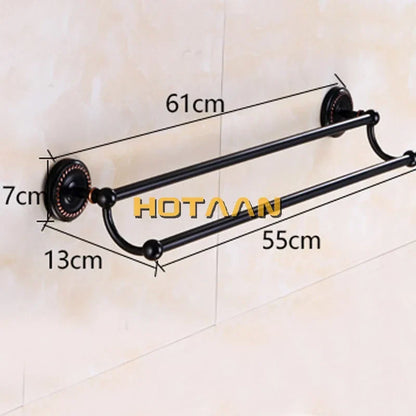 Artfan Antique Black Brass Double Towel Bar 30-60cm - YT-12298-H