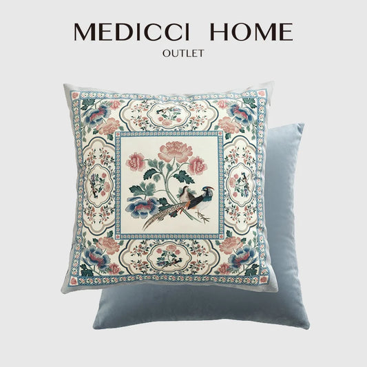 Artfan lighting Birds' Chirp & Flower Fragrance Chinese Pattern Pillow Cover for Couch & Bed