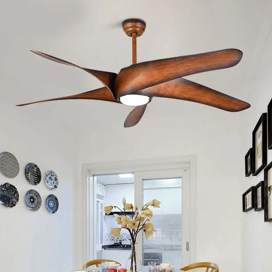 Artfan 60" Brown Blades Ceiling Fan with Remote Control and LED Light