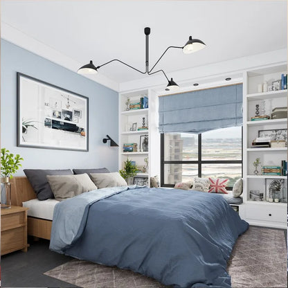 Artfan lighting Black Swing Arm Chandelier | Loft Industrial Adjustable Lighting Fixture