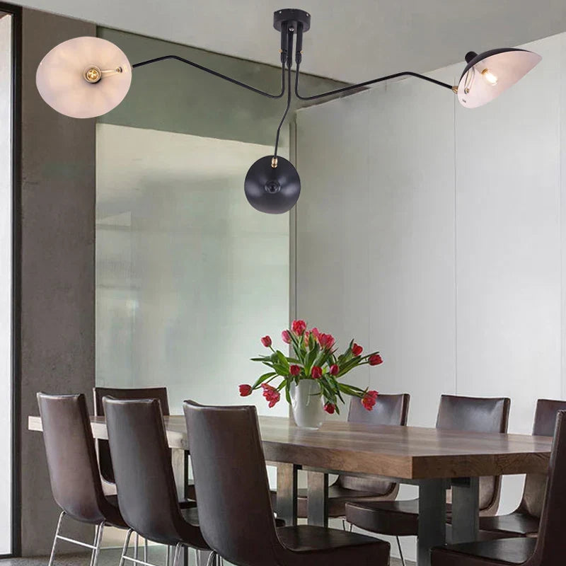 Artfan lighting Black Swing Arm Chandelier | Loft Industrial Adjustable Lighting Fixture