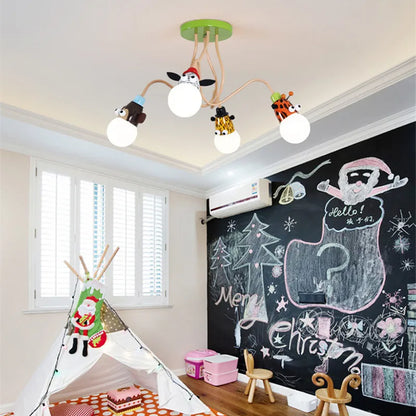 Artfan Animal LED Ceiling Light: Monkey Zebra Giraffe Kids Lamp for Bedroom.