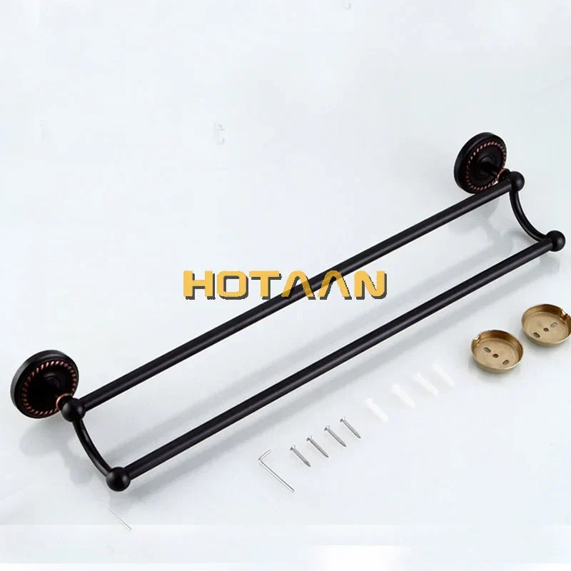 Artfan Antique Black Brass Double Towel Bar 30-60cm - YT-12298-H
