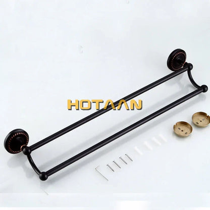 Artfan Antique Black Brass Double Towel Bar 30-60cm - YT-12298-H