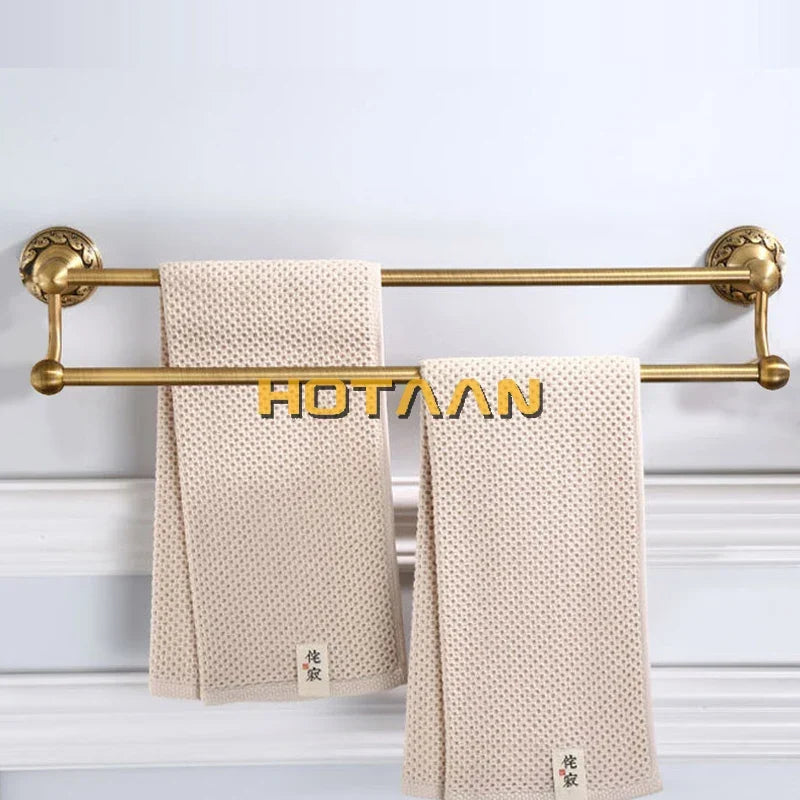 Artfan Antique Brass Towel Holder Single Bar Rack. Solid Aluminium Rail, 30/40/45/50/60cm.