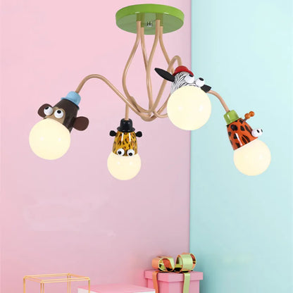 Artfan Animal LED Ceiling Light: Monkey Zebra Giraffe Kids Lamp for Bedroom.
