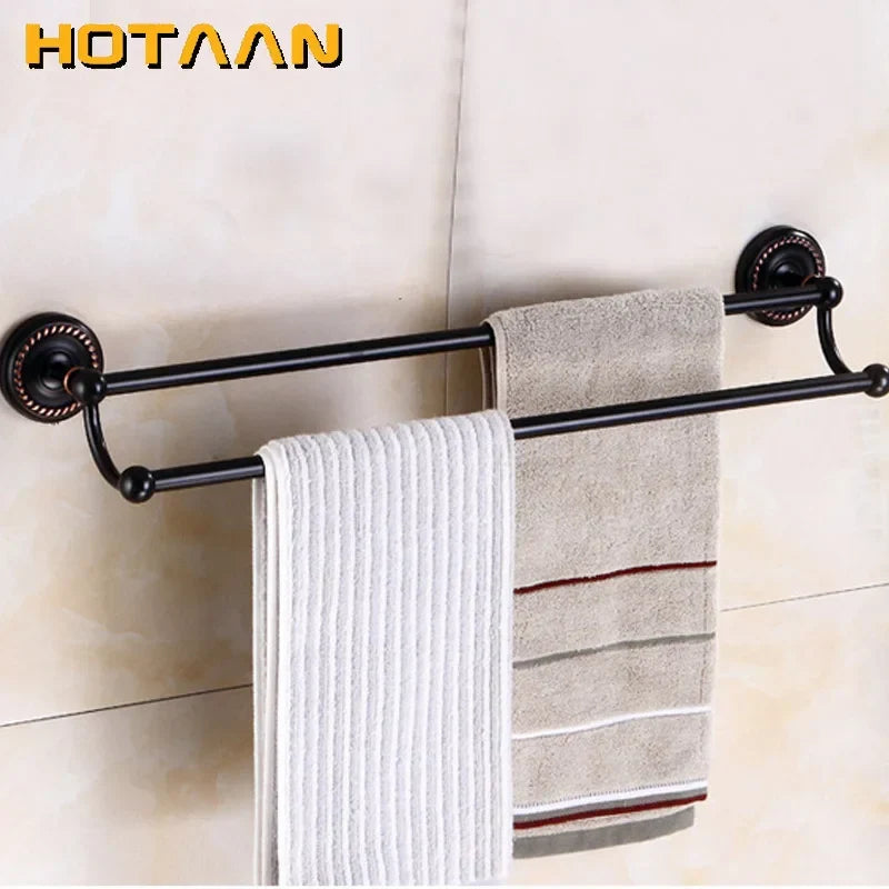 Artfan Antique Black Brass Double Towel Bar 30-60cm - YT-12298-H