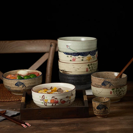 Artfan 6/7 Inch Ceramic Ramen Bowl - Large Soup Noodle Bowl for Kitchen and Hotel Use
