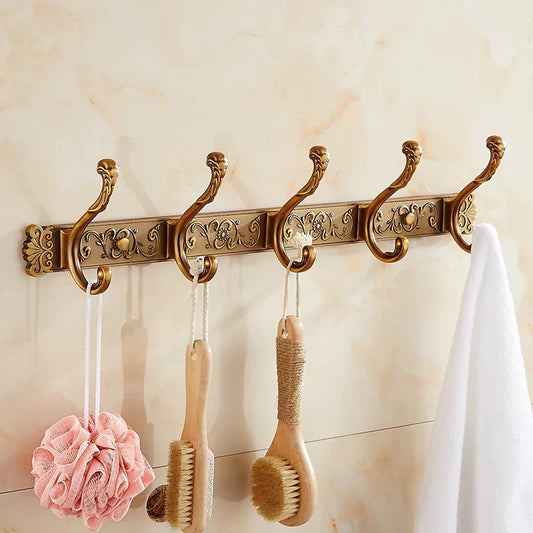 Artfan Antique Bronze Carved Robe Hook Towel Hanger for Bathroom and Kitchen