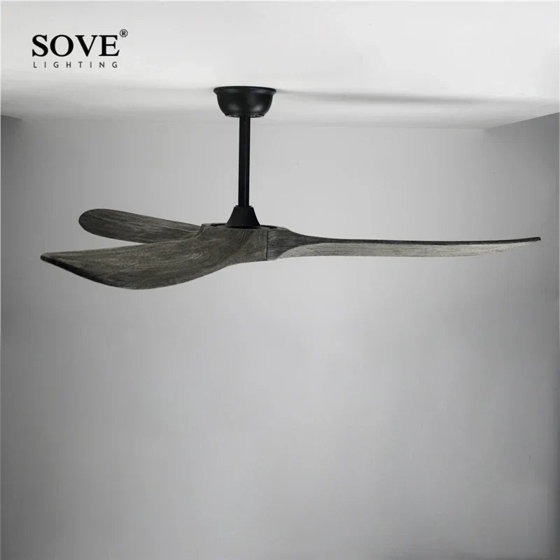 Artfan 60" Vintage Wood Ceiling Fan w/ Remote Control, No Light, DC Fans 220V