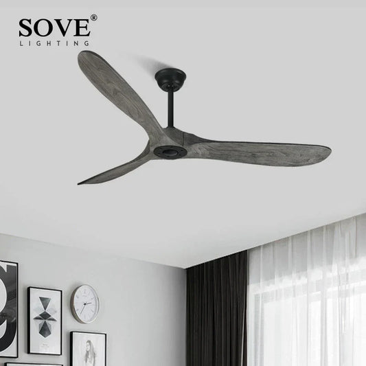 Artfan 52" Grey Vintage Wood Ceiling Fan Without Light Remote Control