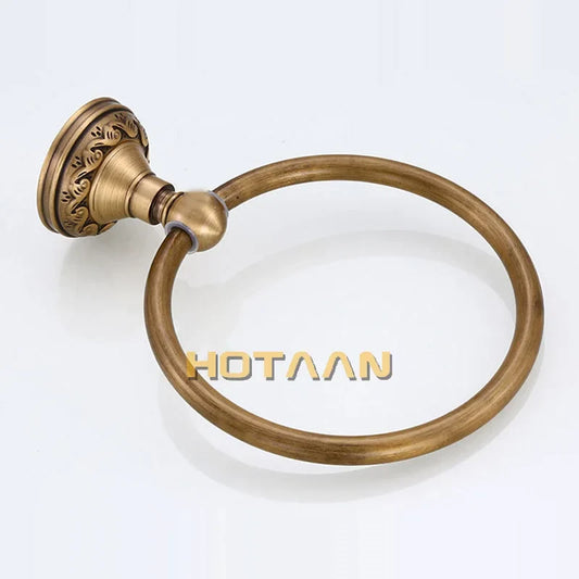 Artfan Antique Brass Round Towel Ring for Elegant Bathroom - Wall Mounted Classic Design