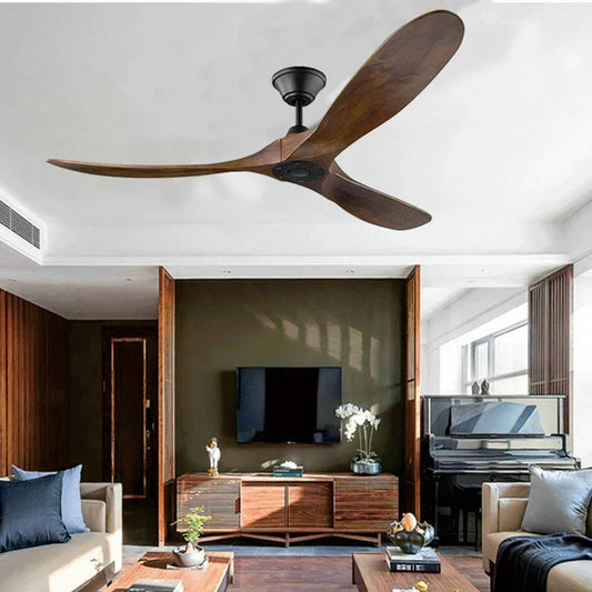 Artfan 60-Inch DC Industrial Vintage Wood Ceiling Fan with Remote - Retro Decorative Blower