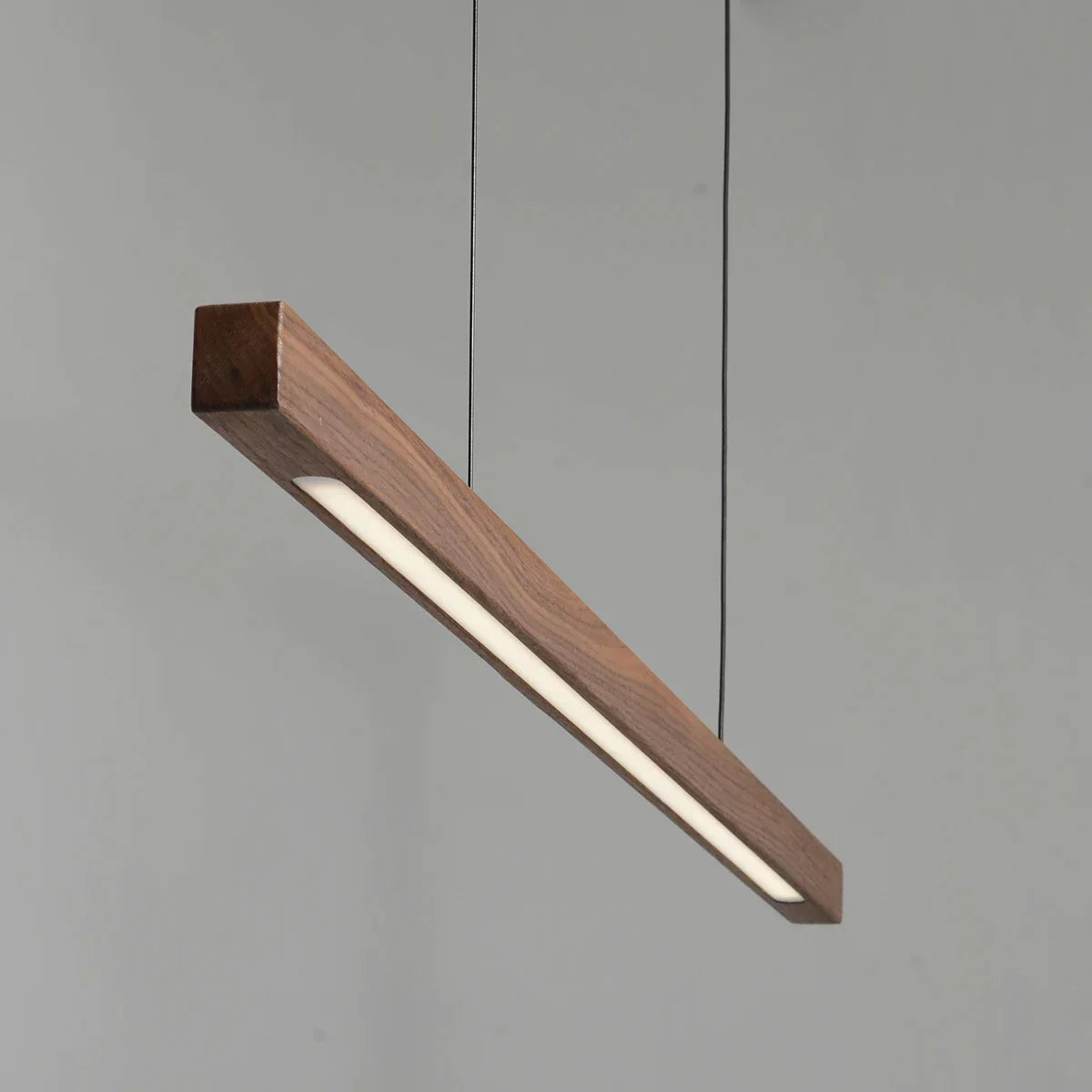 Artfan lighting Black Walnut Log Strip Pendant Light for Dining Room, Office, and Bar