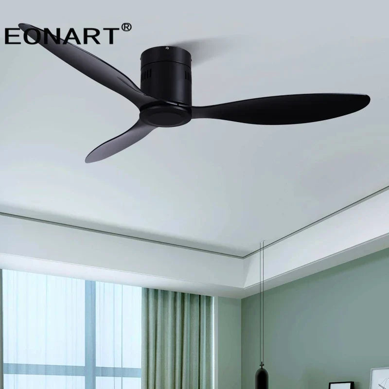 Artfan 52" Black DC Ceiling Fan, Remote Control, No Light