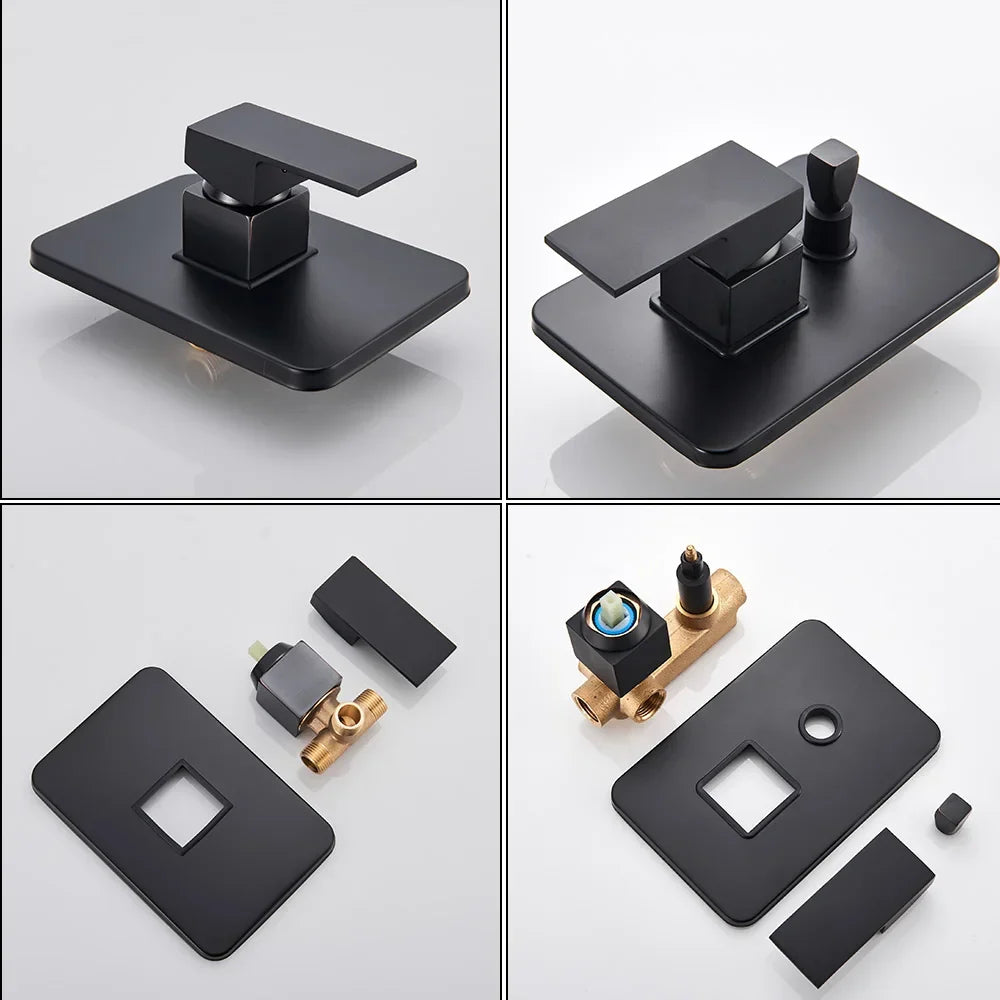 Artfan lighting Black Shower Set with Handshower and Rotate Bath Spout