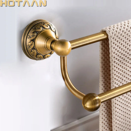 Artfan Antique Brass Towel Holder Single Bar Rack. Solid Aluminium Rail, 30/40/45/50/60cm.