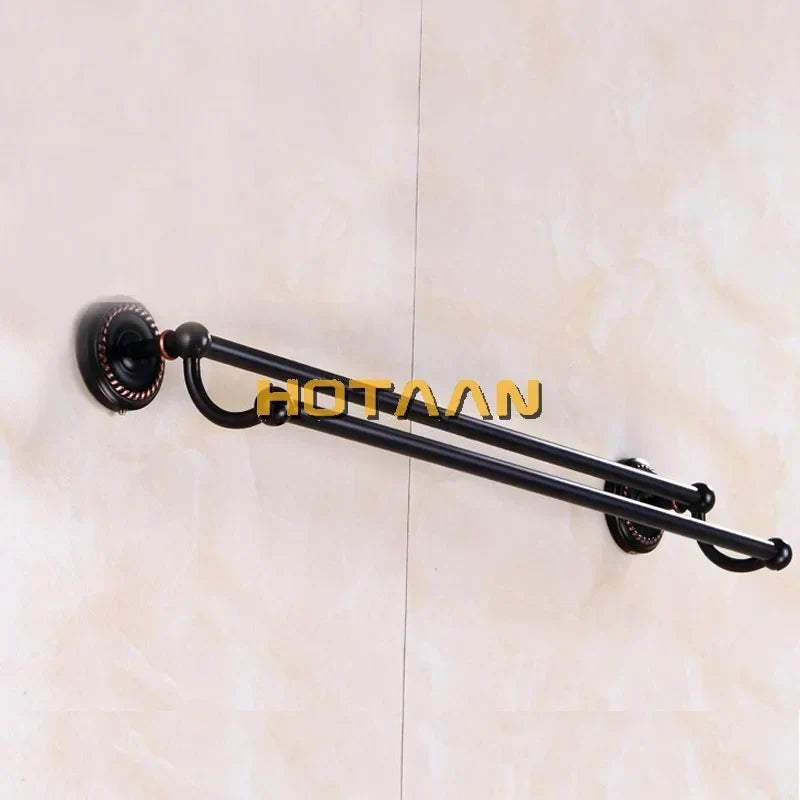 Artfan Antique Black Brass Double Towel Bar 30-60cm - YT-12298-H