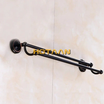 Artfan Antique Black Brass Double Towel Bar 30-60cm - YT-12298-H