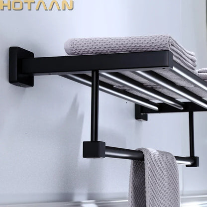 Artfan lighting Black Towel Rack: Wall-mounted Aluminium Bathroom Accessories