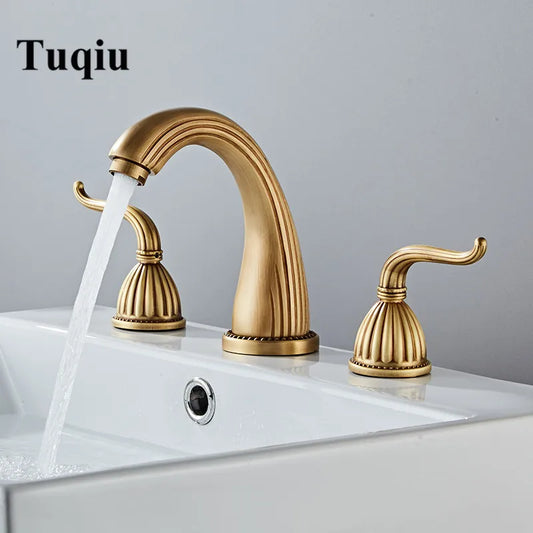 Artfan Antique Bronze Widespread Basin Faucet with Double Handles